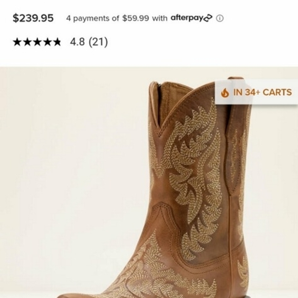 Ariat,Western Embroidered Boot. Size 7B Medium